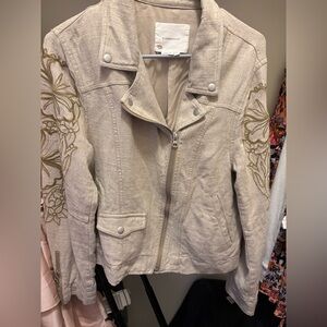 Anthropologie Beige Jacket with Silver Accents